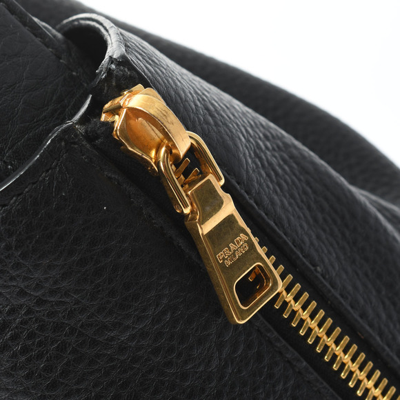 Prada Shoulder Bag Gold Hardware Leather Black - Picture 8 of 10